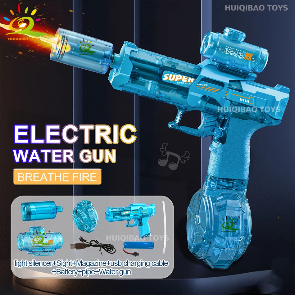 ⚡ AquaBlaze™ Electric Water Blaster – Automatic Pulse Water Gun with LED Flame Effects 🔥💦