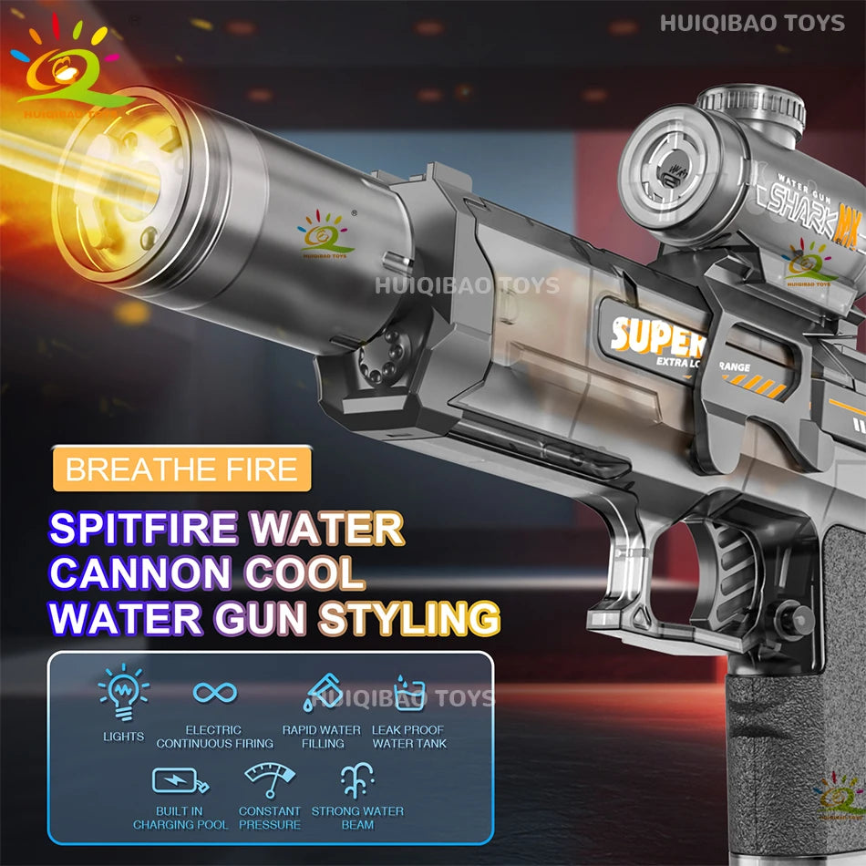 ⚡ AquaBlaze™ Electric Water Blaster – Automatic Pulse Water Gun with LED Flame Effects 🔥💦