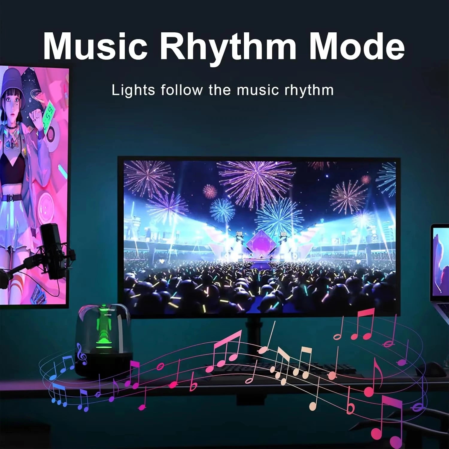 24-34inch Monitor LED RGBIC Gaming Neon Backlight Sync with App USB Powered 5V LED Light for PC Sync Music Lighting for Computer