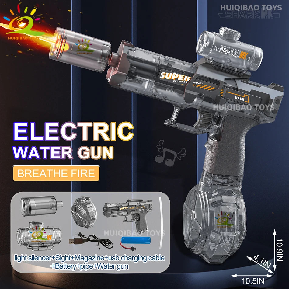 ⚡ AquaBlaze™ Electric Water Blaster – Automatic Pulse Water Gun with LED Flame Effects 🔥💦